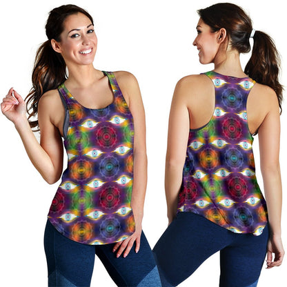 Chakra Eye Print Pattern Women Racerback Tank Top