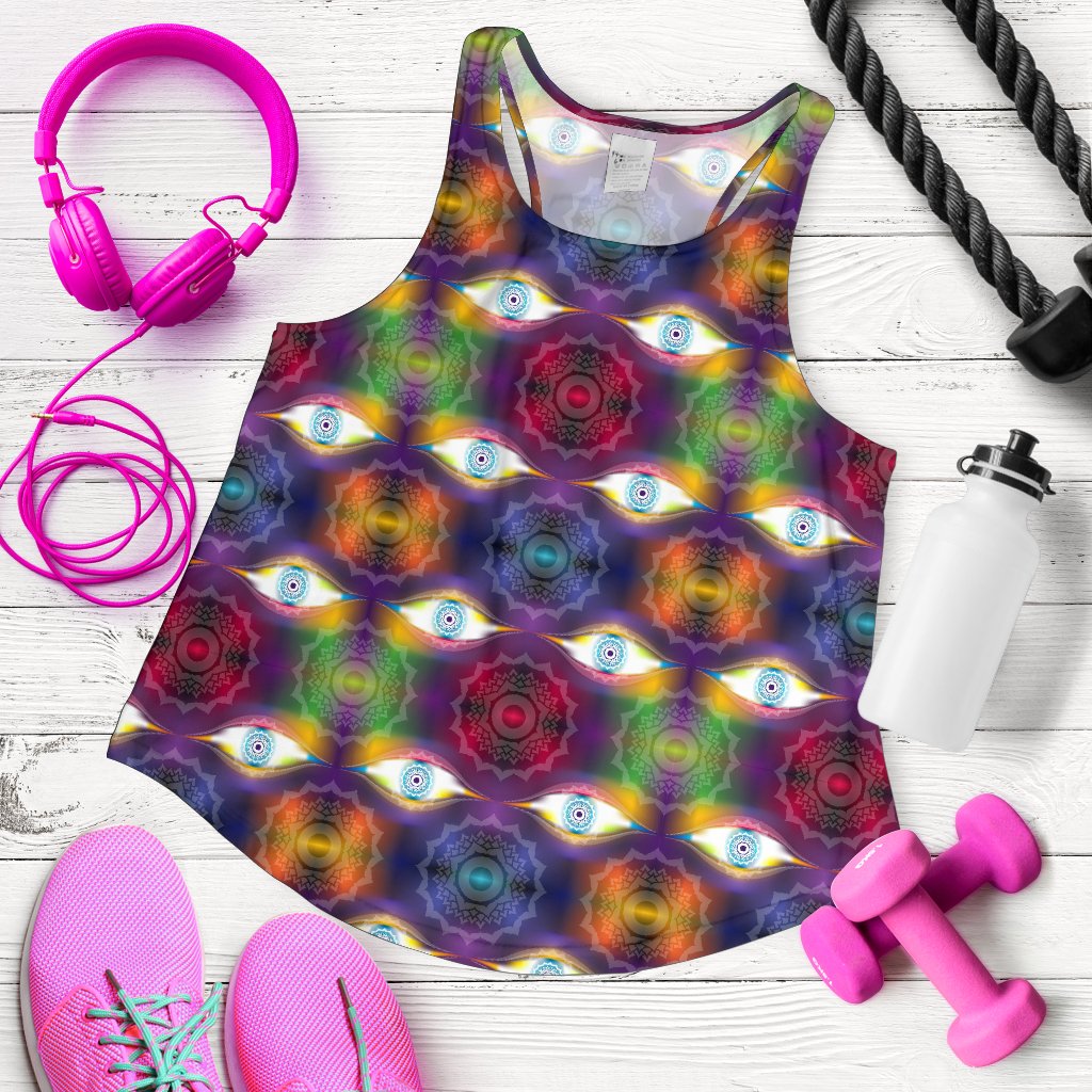 Chakra Eye Print Pattern Women Racerback Tank Top