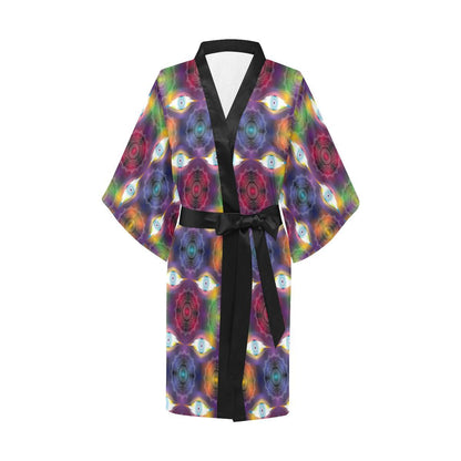 Chakra Eye Print Pattern Women Short Kimono Robe