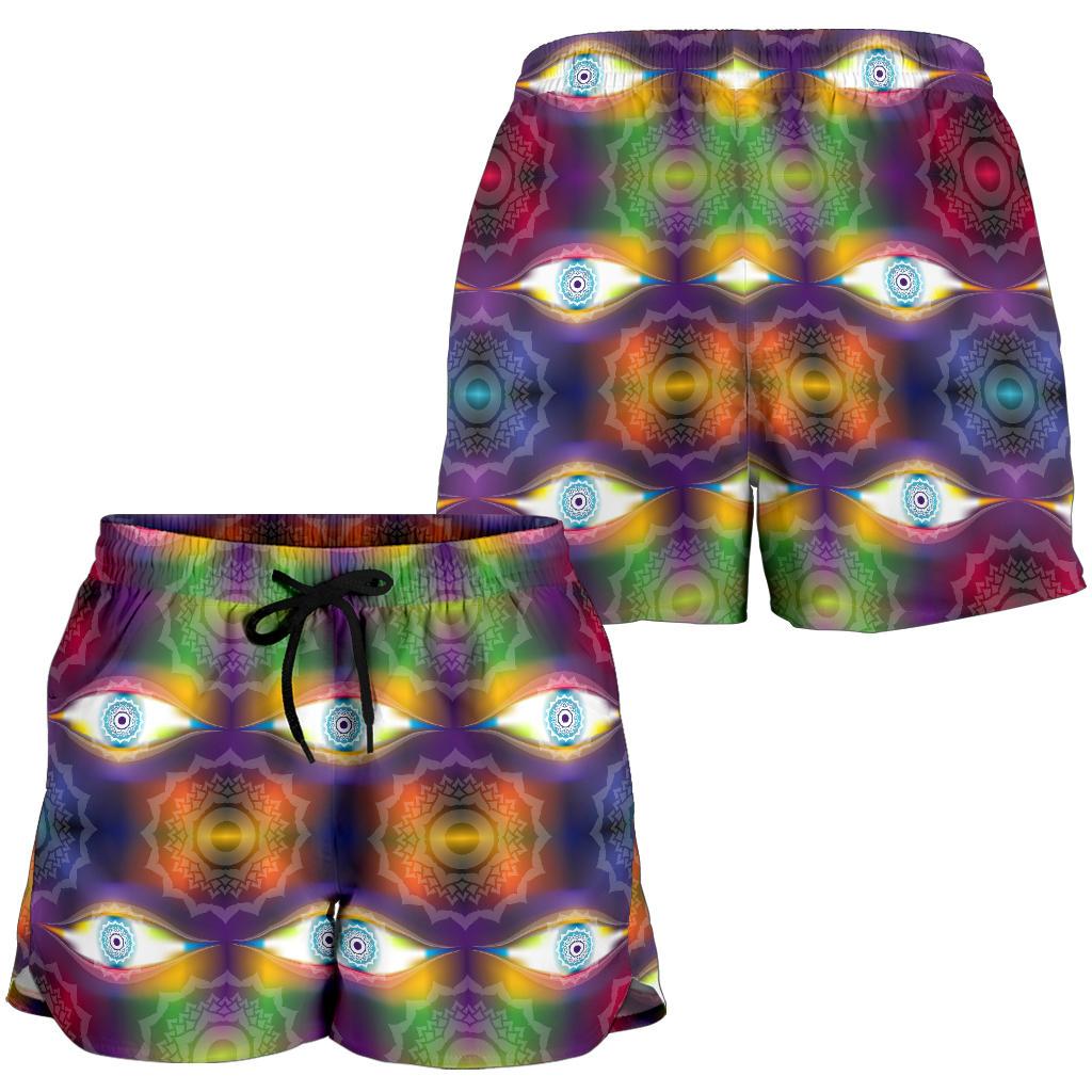 Chakra Eye Print Pattern Women Shorts-JTAMIGO.COM