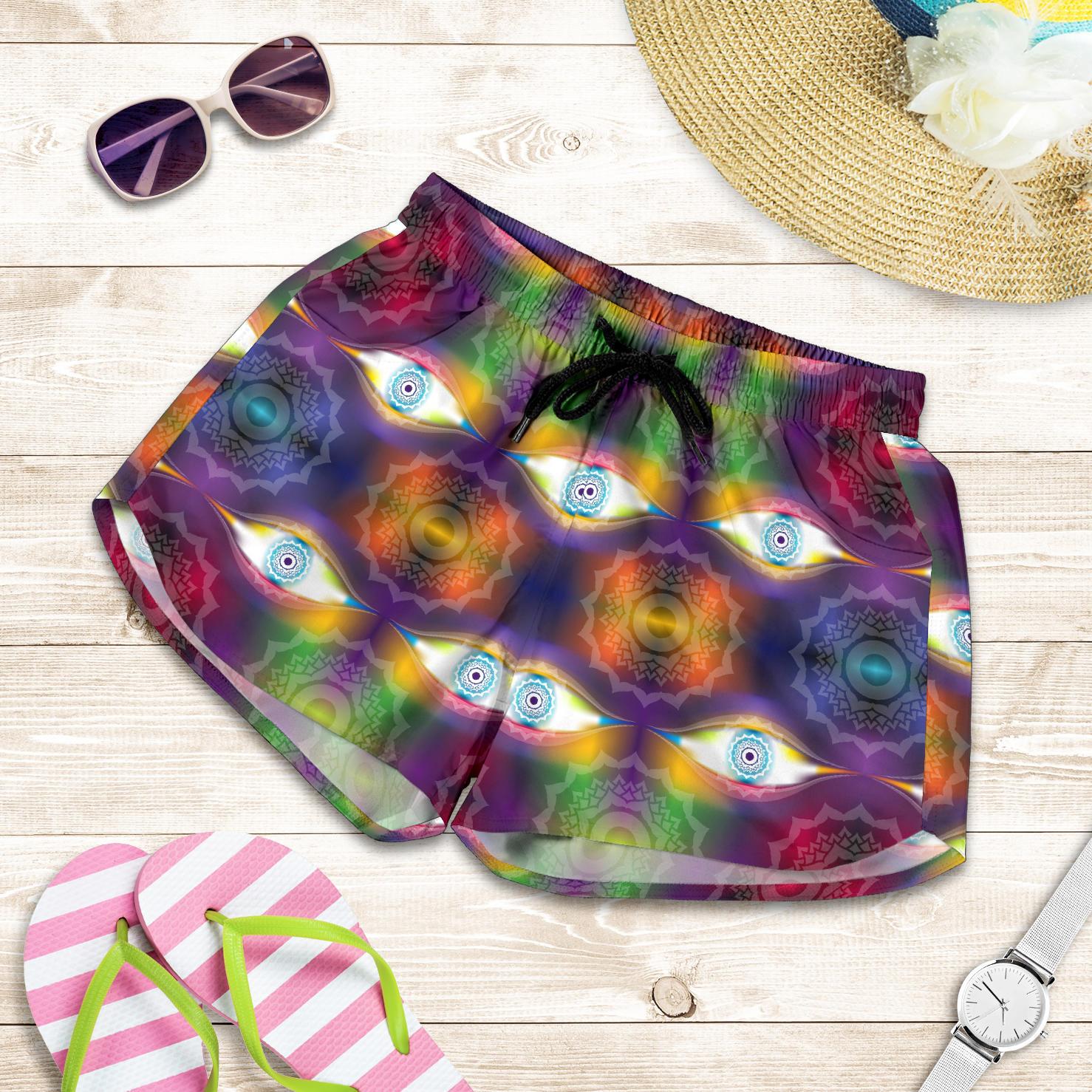 Chakra Eye Print Pattern Women Shorts-JTAMIGO.COM