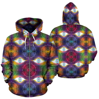 Chakra Eye Print Pattern Zip Up Hoodie