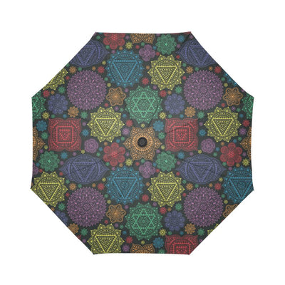Chakra Mandala Print Pattern Automatic Foldable Umbrella