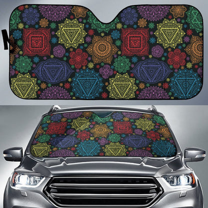 Chakra Mandala Print Pattern Car Sun Shade For Windshield