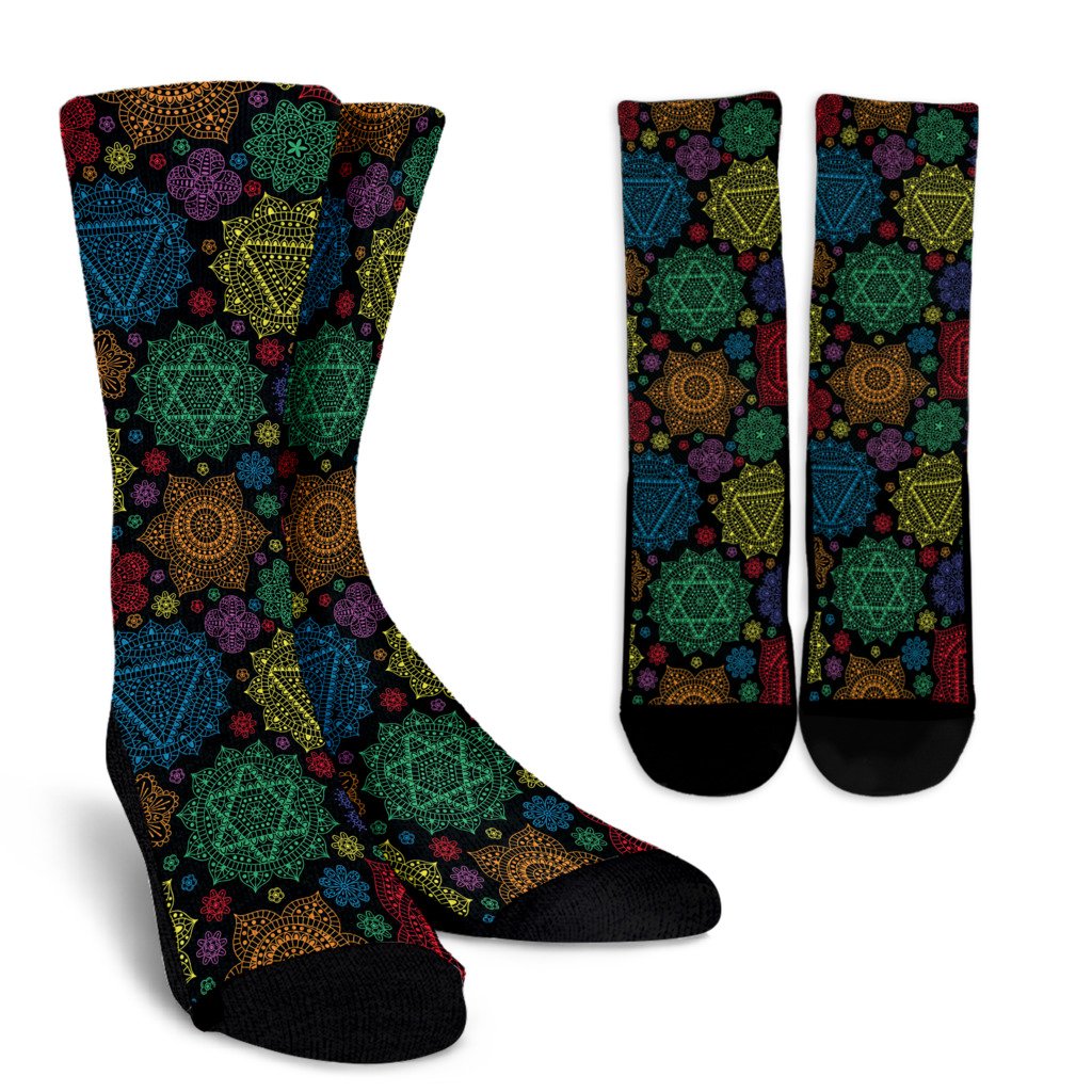 Chakra Mandala Print Pattern Crew Socks