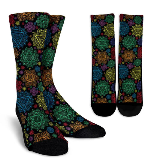 Chakra Mandala Print Pattern Crew Socks