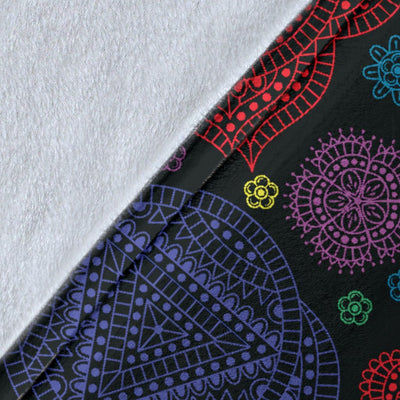 Chakra Mandala Print Pattern Fleece Blanket