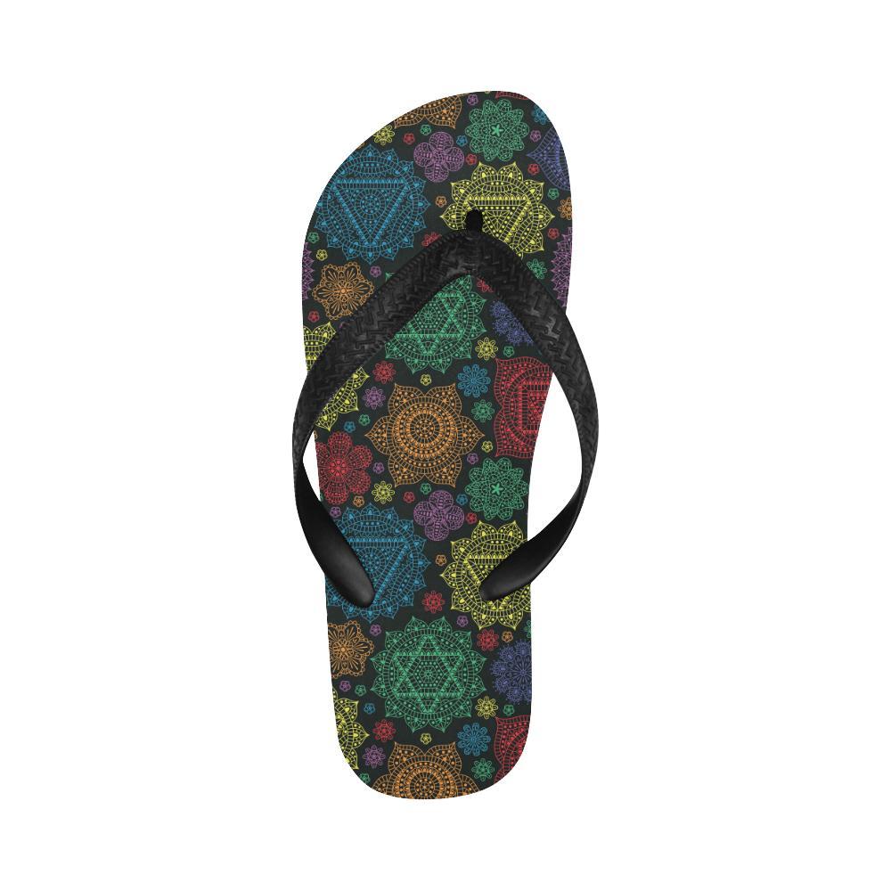 Chakra Mandala Print Pattern Flip Flops-JTAMIGO.COM