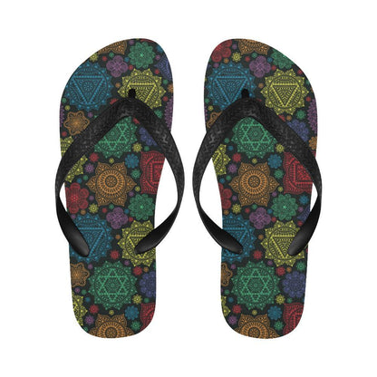 Chakra Mandala Print Pattern Flip Flops-JTAMIGO.COM