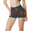 Chakra Mandala Print Pattern High Waisted Spandex Shorts-JTAMIGO.COM