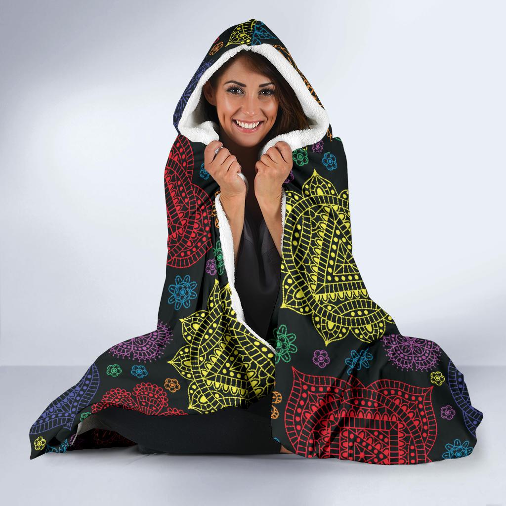 Chakra Mandala Print Pattern Hooded Blanket-JTAMIGO.COM