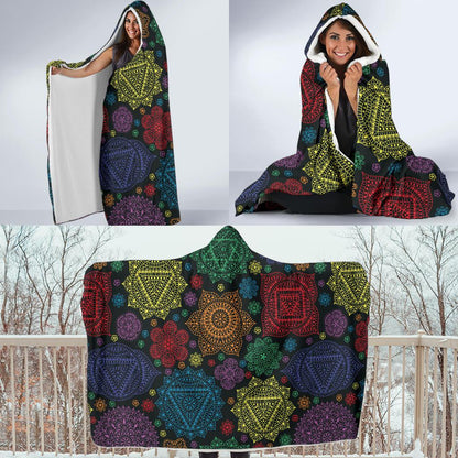Chakra Mandala Print Pattern Hooded Blanket-JTAMIGO.COM