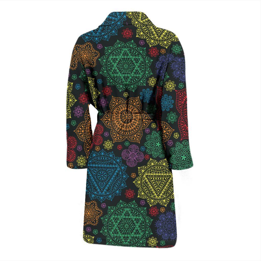 Chakra Mandala Print Pattern Men Bath Robe-JTAMIGO.COM