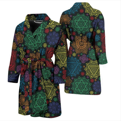 Chakra Mandala Print Pattern Men Bath Robe-JTAMIGO.COM