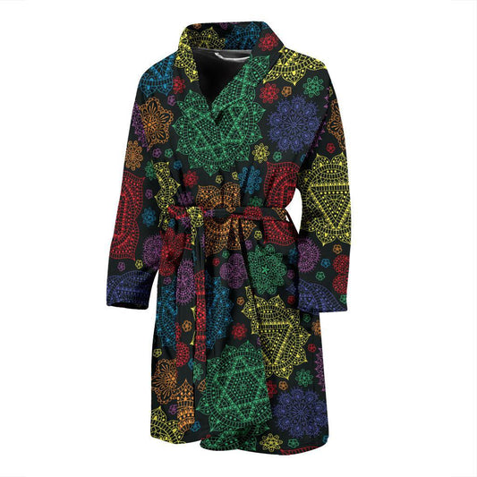 Chakra Mandala Print Pattern Men Bath Robe-JTAMIGO.COM