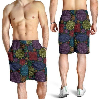 Chakra Mandala Print Pattern Mens Shorts-JTAMIGO.COM