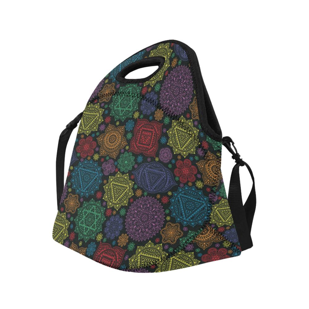Chakra Mandala Print Pattern Neoprene Lunch Bag (Model 1669)(Large)-JTAMIGO.COM