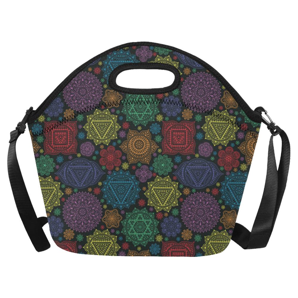 Chakra Mandala Print Pattern Neoprene Lunch Bag (Model 1669)(Large)-JTAMIGO.COM