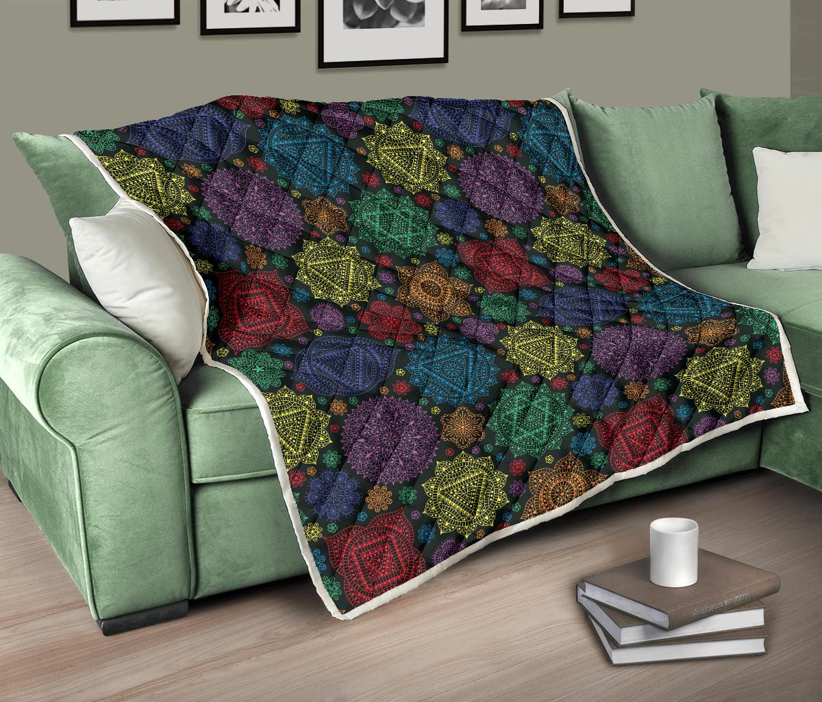 Chakra Mandala Print Pattern Premium Quilt-JTAMIGO.COM