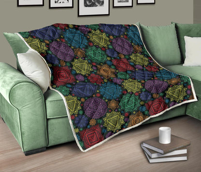 Chakra Mandala Print Pattern Premium Quilt-JTAMIGO.COM