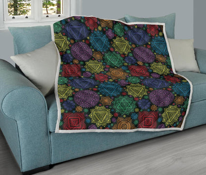 Chakra Mandala Print Pattern Premium Quilt-JTAMIGO.COM