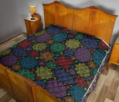 Chakra Mandala Print Pattern Premium Quilt-JTAMIGO.COM