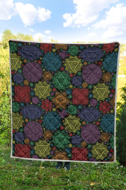 Chakra Mandala Print Pattern Premium Quilt-JTAMIGO.COM