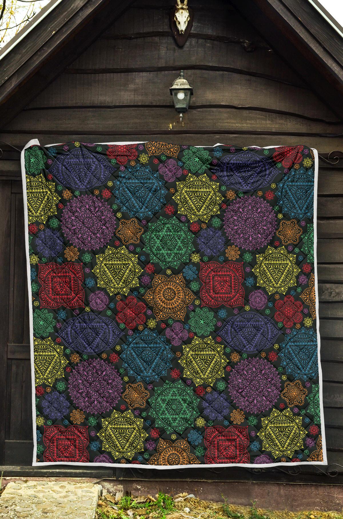 Chakra Mandala Print Pattern Premium Quilt-JTAMIGO.COM