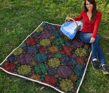 Chakra Mandala Print Pattern Premium Quilt-JTAMIGO.COM