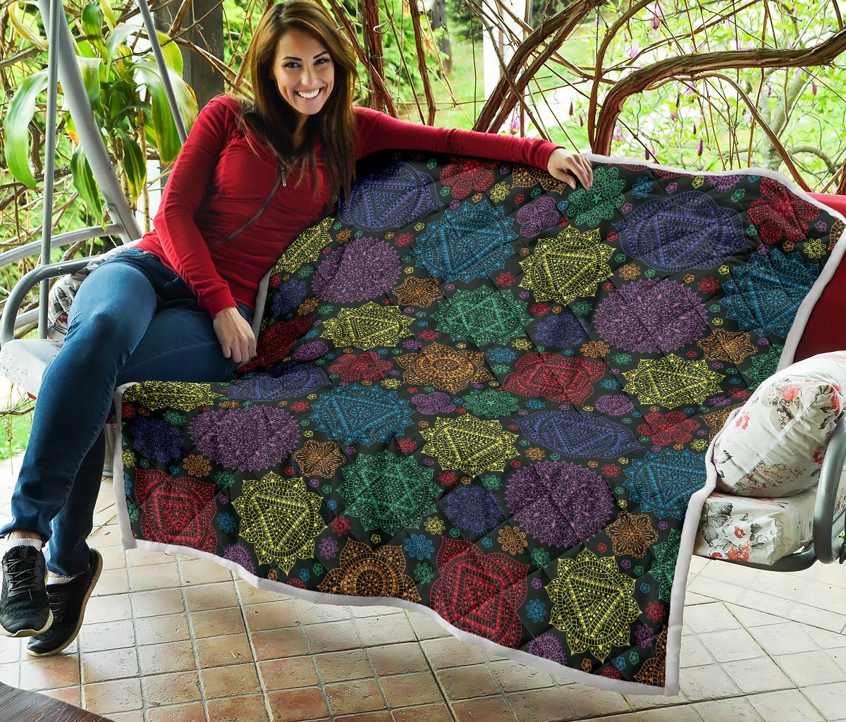 Chakra Mandala Print Pattern Premium Quilt-JTAMIGO.COM
