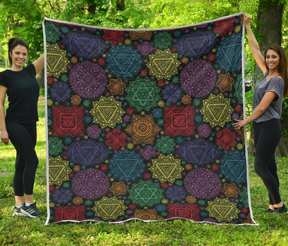 Chakra Mandala Print Pattern Premium Quilt-JTAMIGO.COM
