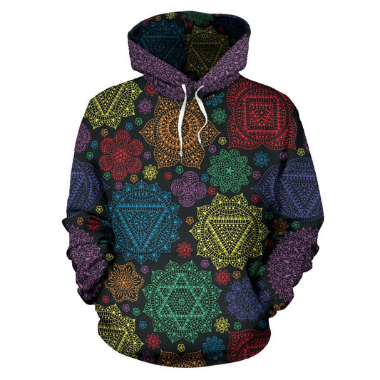 Chakra Mandala Print Pattern Pullover Hoodie