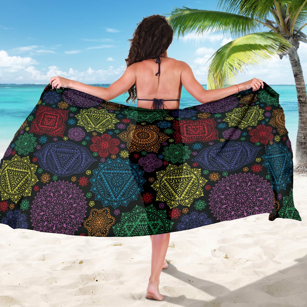 Chakra Mandala Print Pattern Sarong Pareo Wrap