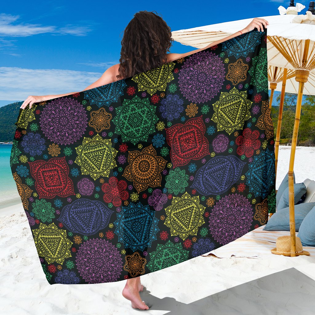Chakra Mandala Print Pattern Sarong Pareo Wrap