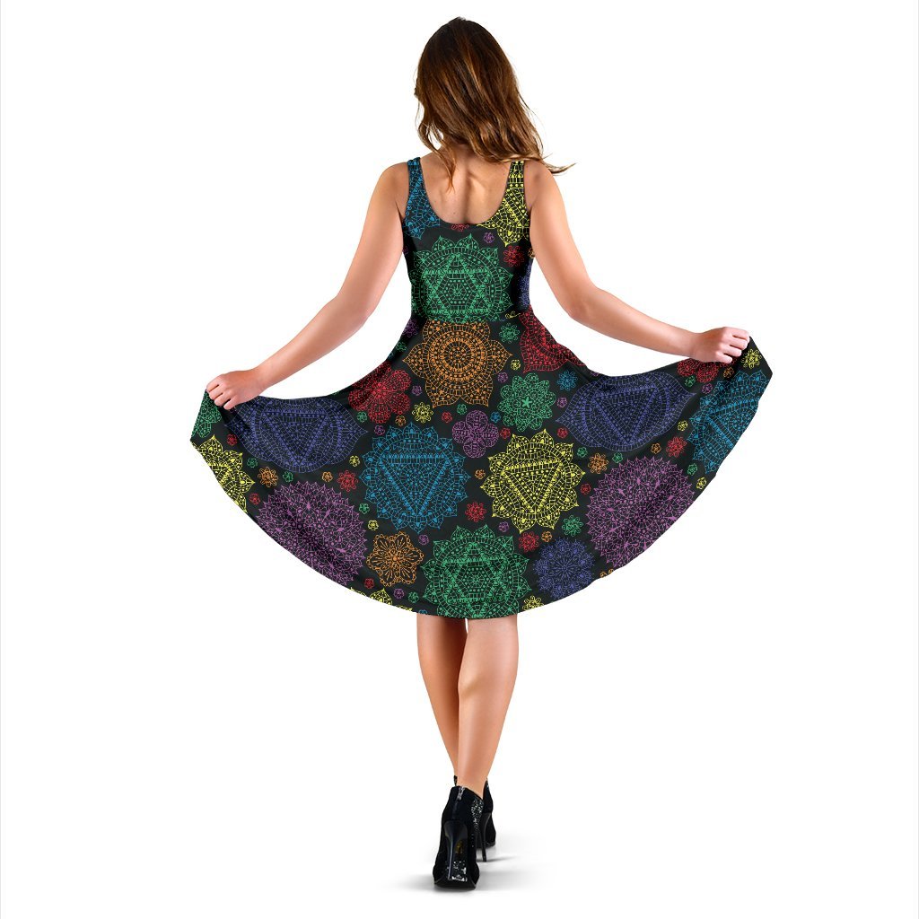 Chakra Mandala Print Pattern Sleeveless Dress