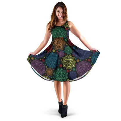 Chakra Mandala Print Pattern Sleeveless Dress