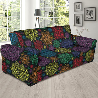 Chakra Mandala Print Pattern Sofa Slipcover-JTAMIGO.COM