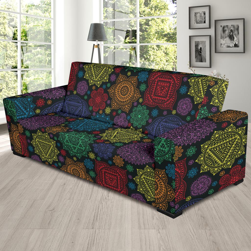 Chakra Mandala Print Pattern Sofa Slipcover-JTAMIGO.COM