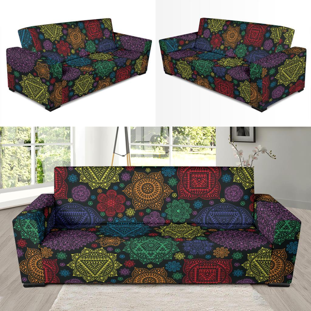 Chakra Mandala Print Pattern Sofa Slipcover-JTAMIGO.COM