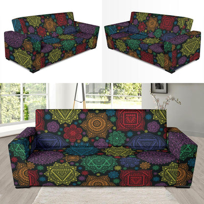 Chakra Mandala Print Pattern Sofa Slipcover-JTAMIGO.COM