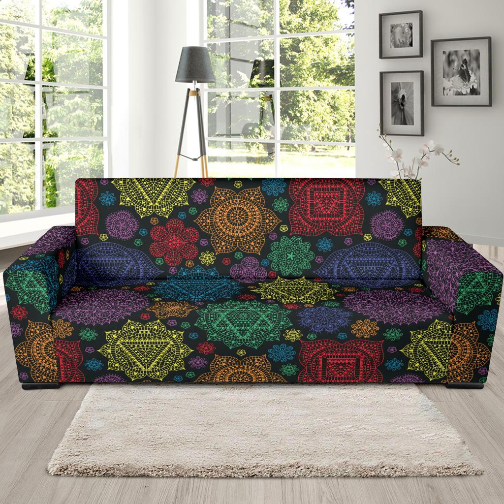 Chakra Mandala Print Pattern Sofa Slipcover-JTAMIGO.COM