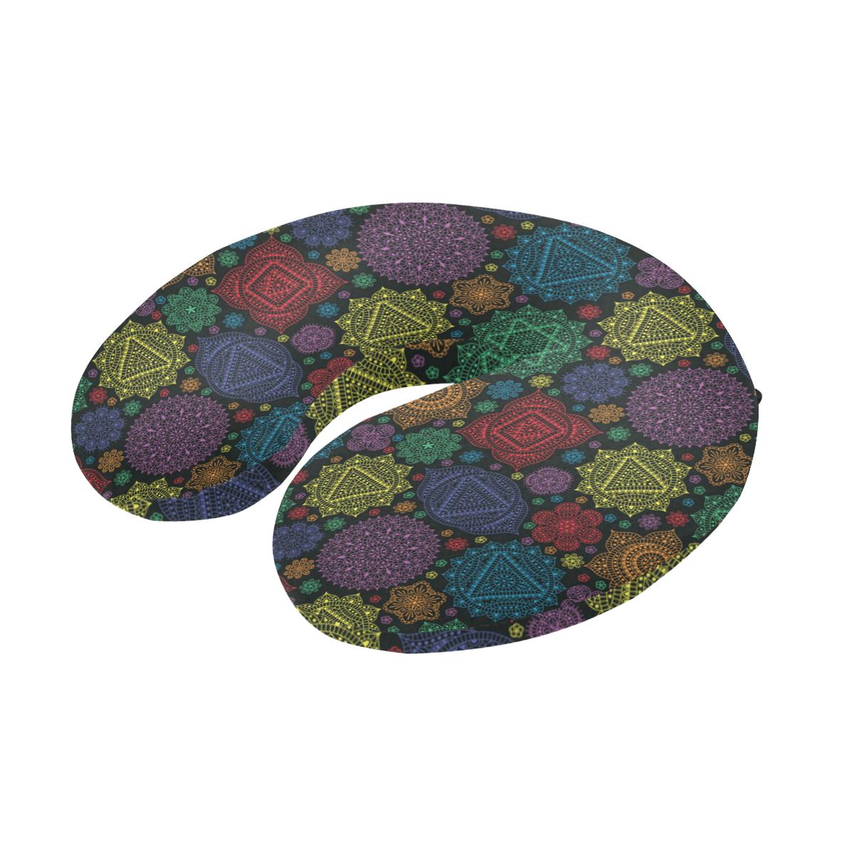Chakra Mandala Print Pattern U-Shaped Travel Neck Pillow-JTAMIGO.COM
