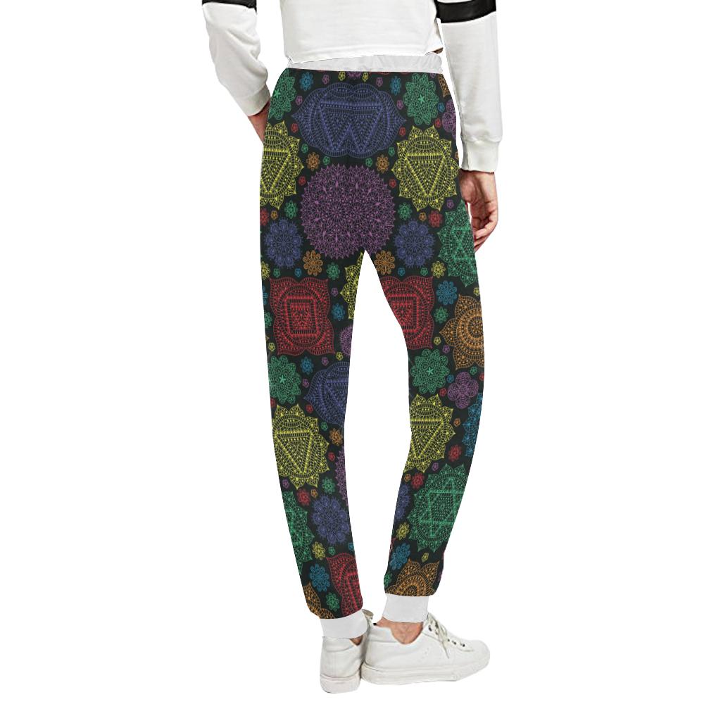 Chakra Mandala Print Pattern Unisex Casual Sweatpants (Model L11)-JTAMIGO.COM