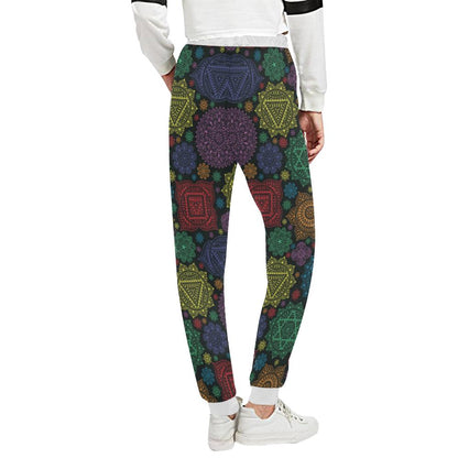 Chakra Mandala Print Pattern Unisex Casual Sweatpants (Model L11)-JTAMIGO.COM
