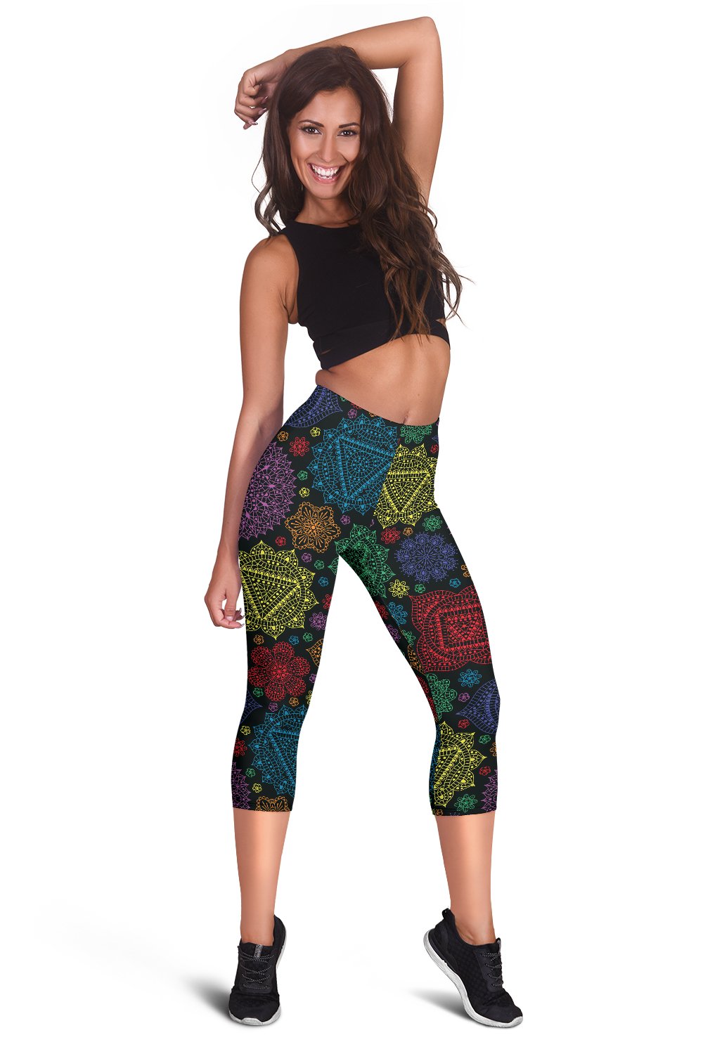 Chakra Mandala Print Pattern Women Capris
