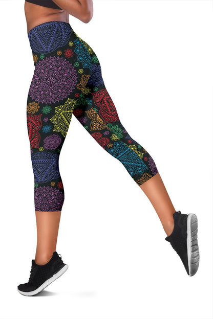Chakra Mandala Print Pattern Women Capris