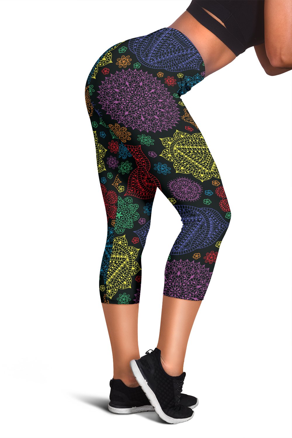 Chakra Mandala Print Pattern Women Capris