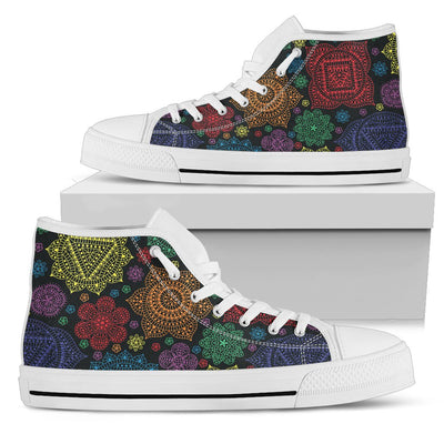 Chakra Mandala Print Pattern Women High Top Shoes