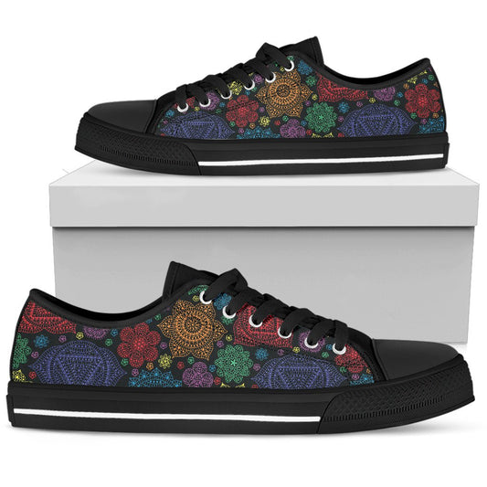 Chakra Mandala Print Pattern Women Low Top Shoes