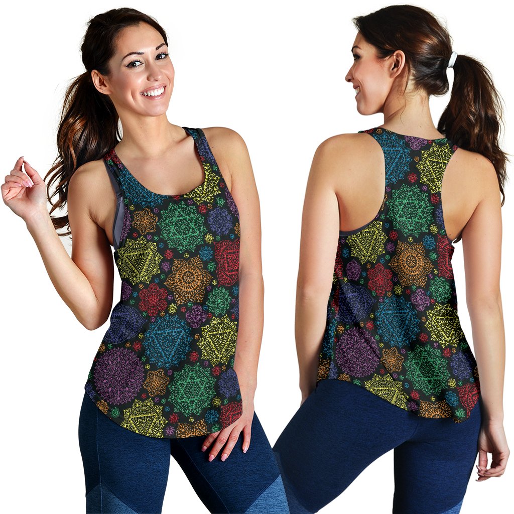 Chakra Mandala Print Pattern Women Racerback Tank Top